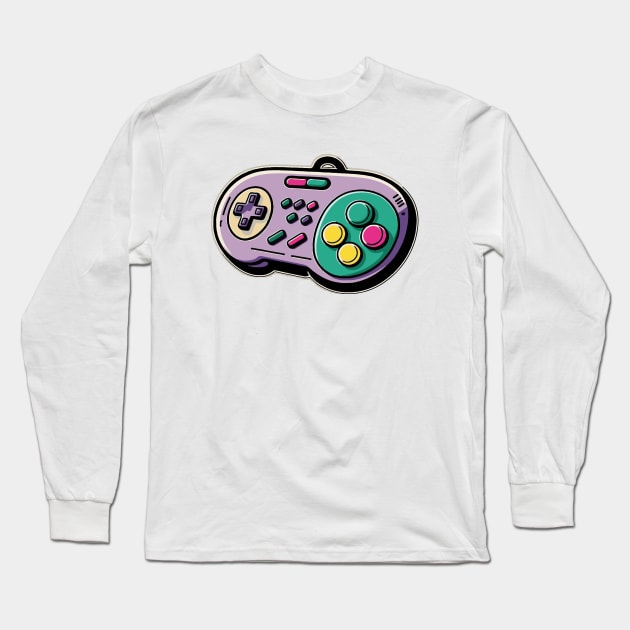 Retro Video Game Controller || Vector Art Long Sleeve T-Shirt by Mad Swell Designs